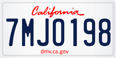 CA license plate 7MJO198