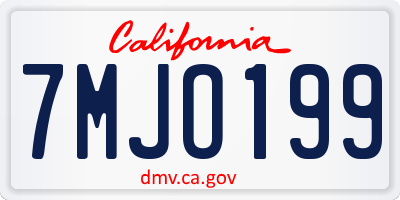 CA license plate 7MJO199