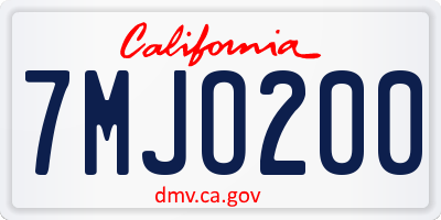 CA license plate 7MJO200