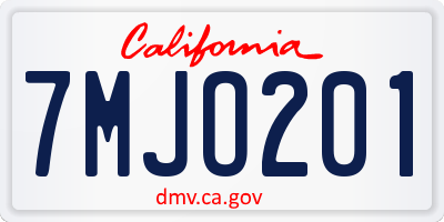 CA license plate 7MJO201