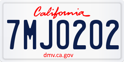 CA license plate 7MJO202