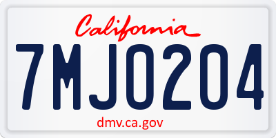 CA license plate 7MJO204