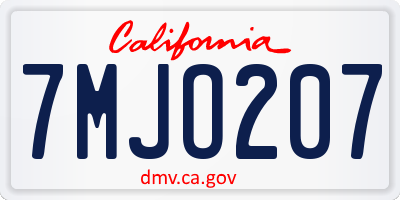 CA license plate 7MJO207