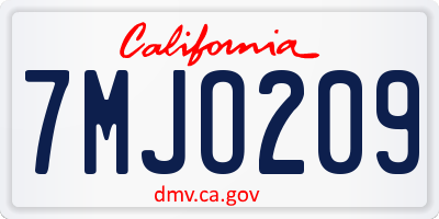 CA license plate 7MJO209