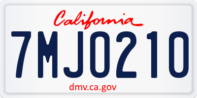 CA license plate 7MJO210