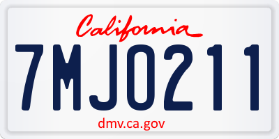 CA license plate 7MJO211