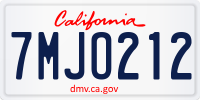 CA license plate 7MJO212