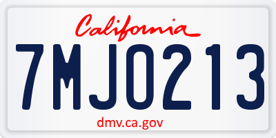 CA license plate 7MJO213