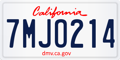 CA license plate 7MJO214