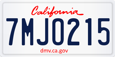 CA license plate 7MJO215