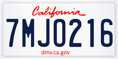 CA license plate 7MJO216