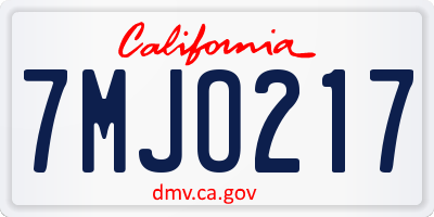 CA license plate 7MJO217