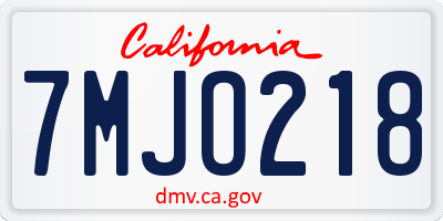 CA license plate 7MJO218