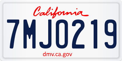 CA license plate 7MJO219