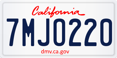 CA license plate 7MJO220