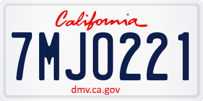 CA license plate 7MJO221