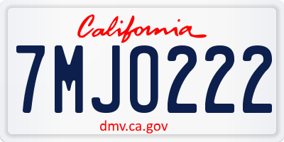 CA license plate 7MJO222