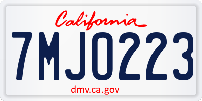 CA license plate 7MJO223