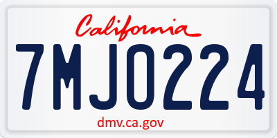 CA license plate 7MJO224