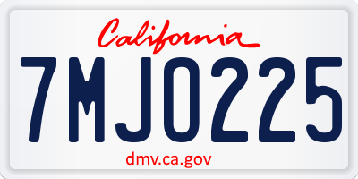 CA license plate 7MJO225