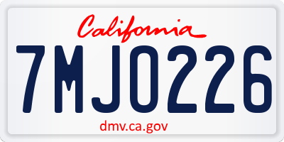 CA license plate 7MJO226