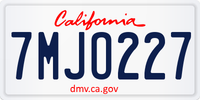 CA license plate 7MJO227