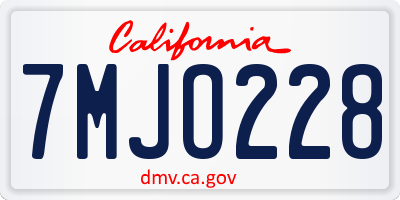 CA license plate 7MJO228