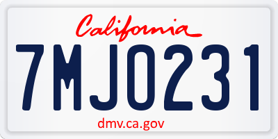 CA license plate 7MJO231