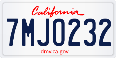 CA license plate 7MJO232