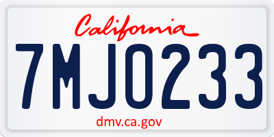 CA license plate 7MJO233