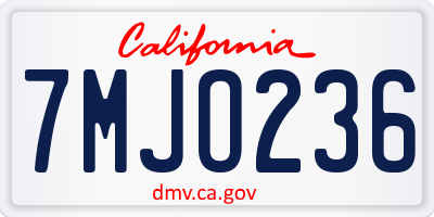 CA license plate 7MJO236