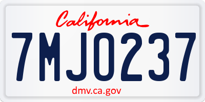 CA license plate 7MJO237