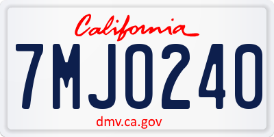 CA license plate 7MJO240