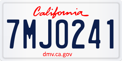 CA license plate 7MJO241