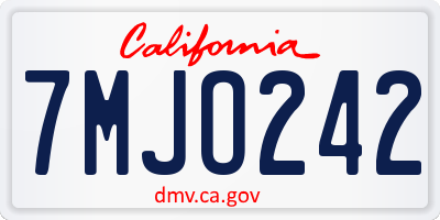 CA license plate 7MJO242