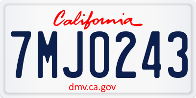 CA license plate 7MJO243