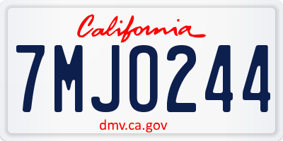 CA license plate 7MJO244