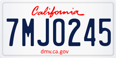 CA license plate 7MJO245