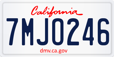 CA license plate 7MJO246