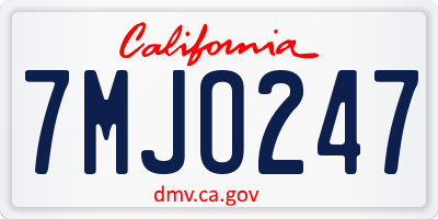 CA license plate 7MJO247