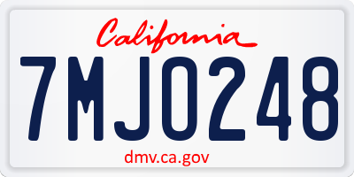 CA license plate 7MJO248