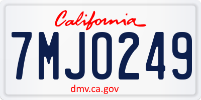 CA license plate 7MJO249