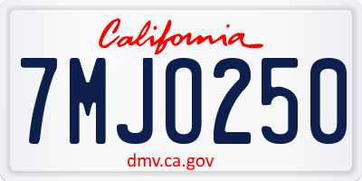 CA license plate 7MJO250