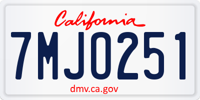 CA license plate 7MJO251