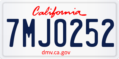 CA license plate 7MJO252