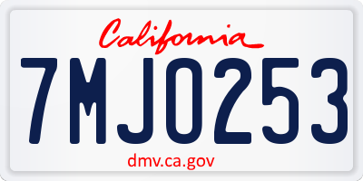 CA license plate 7MJO253