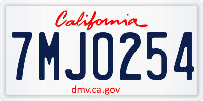 CA license plate 7MJO254