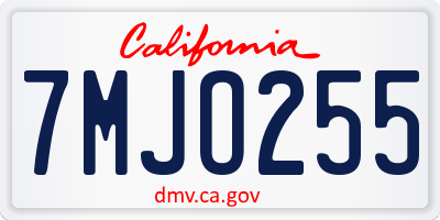 CA license plate 7MJO255