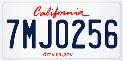 CA license plate 7MJO256