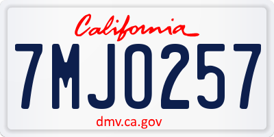 CA license plate 7MJO257